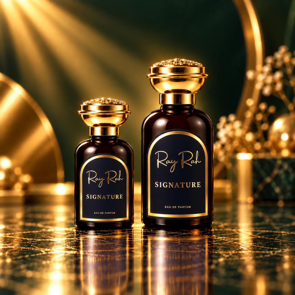 RayRah Signature 50 ml and 100 ml bottle size comparison
